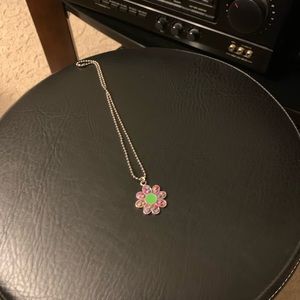 small purple and green flower necklace